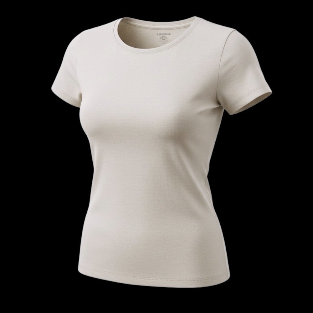 St Johns Bay Petite Classic Tee Womens Small Beige Cotton Short Sleeve T-Shirt